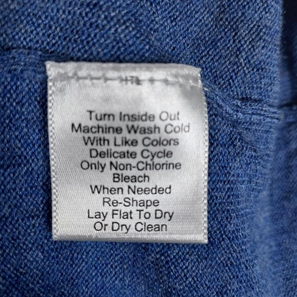 Jos A Bank Traveler Pullover Sweater L Blue 100% Merino Wool Quarter Zip - Picture 8 of 10